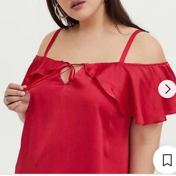 Torrid Fuchsia Pink Cold Shoulder Chiffon Top Size 1X - Picture 2 of 13